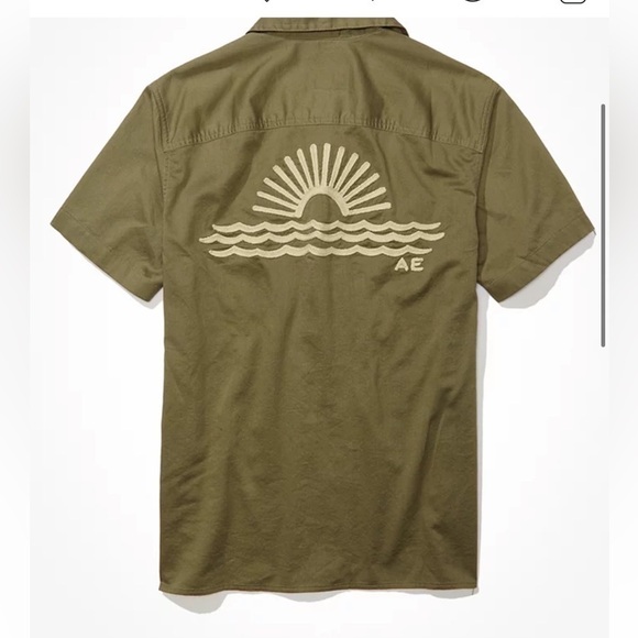 NWT AE Beach Graphic Button-Up Resort Shirt men’s size XXL - Picture 5 of 9